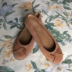Rose Colored Suede Aerosoles Flats with Bow